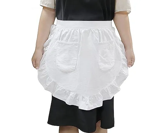 White apron tie at waist. Made of high quality cotton fabric and well sewn, which is durable and comfortable.
Which can easily expand the waist from 23 in to 61 in, suitables for both children and adults.